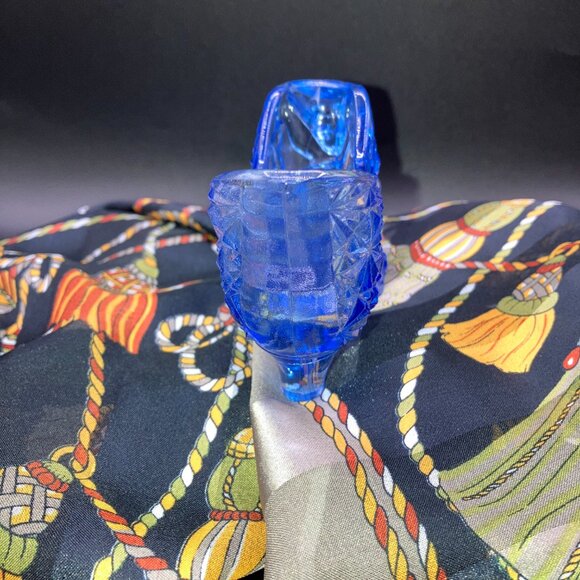 Fenton Glass Slipper - Cat Head Daisy & Button Tiara Blue Manganese. - Picture 4 of 8